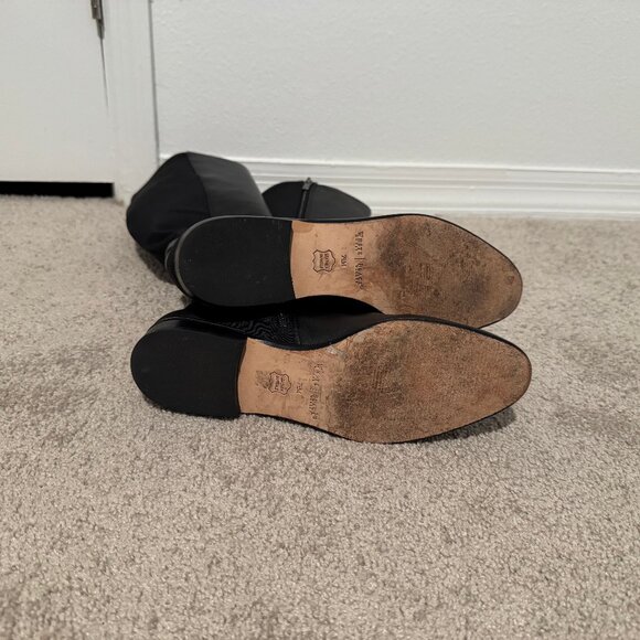 White House Black Market Mabry Black Mixed Zipper Flat Boots Sz 7.5 w/Box - Picture 7 of 9